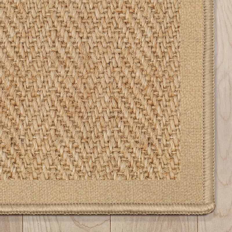 Well Woven Jute Boerboel Geometric Herringbone Flat-Weave Area Rug