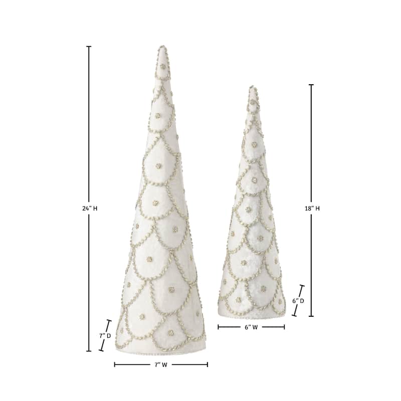 18-24" Jeweled Scalloped Velvet Cone Tree
