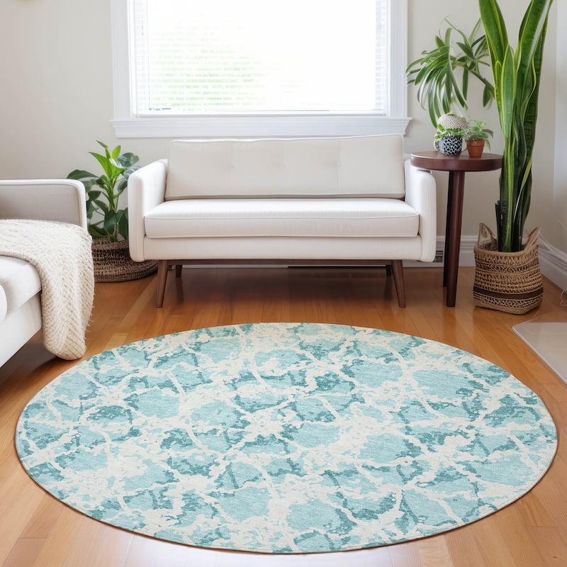 Machine Washable Indoor/ Outdoor Abstract Modern Chantille Rug