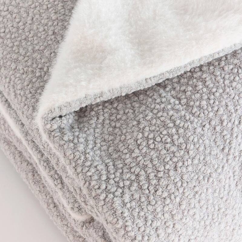 Jennifer Adams Chunky Boucle Throw Blanket - 50 x 60 - Silver