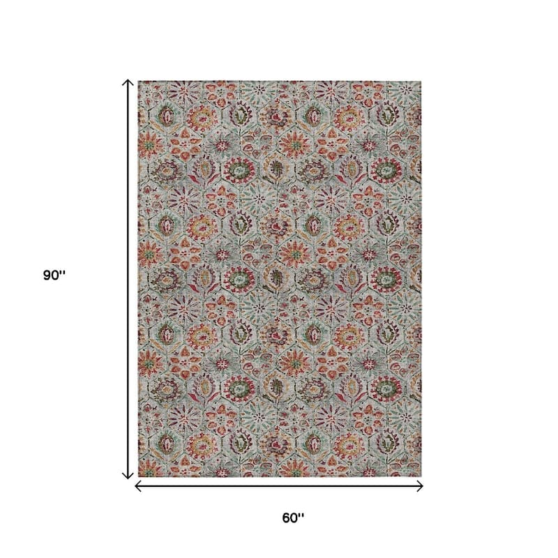 HomeRoots Floral Transitional Rectangle Outdoor Rug