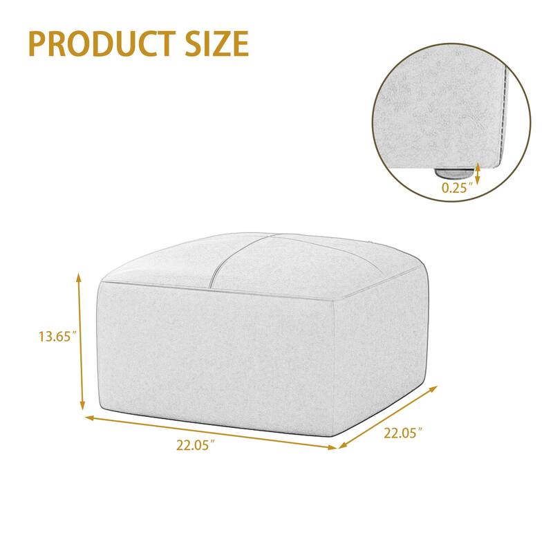 Elliot 22"/ 35"/ 43" W Modern Rectangular Genuine Leather Ottoman