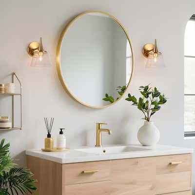 Mola Modern Gold 1-Light Bathroom Vanity Light Seeded Glass Wall Sconces - D 6" x H 9"