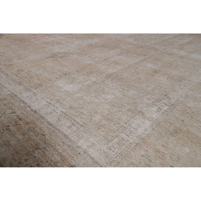 Distressed Tabriz Persian Vintage Rug Hand-Knotted Wool Carpet - 8'11"x 12'9"