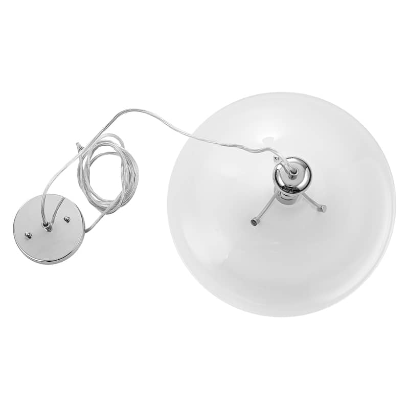 Chrome Trumpet Clear Glass Pendant Light Modern Hanging Fixture - Dia.15.55-in