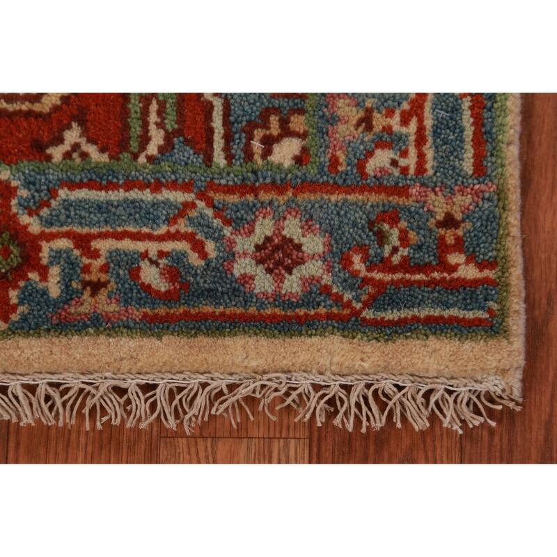 Hand Knotted Oriental 100% Wool Carpet Traditional Medallion Beige & Ivories Heriz (serapi) Area Rug - 2' 9'' X 2' 0''