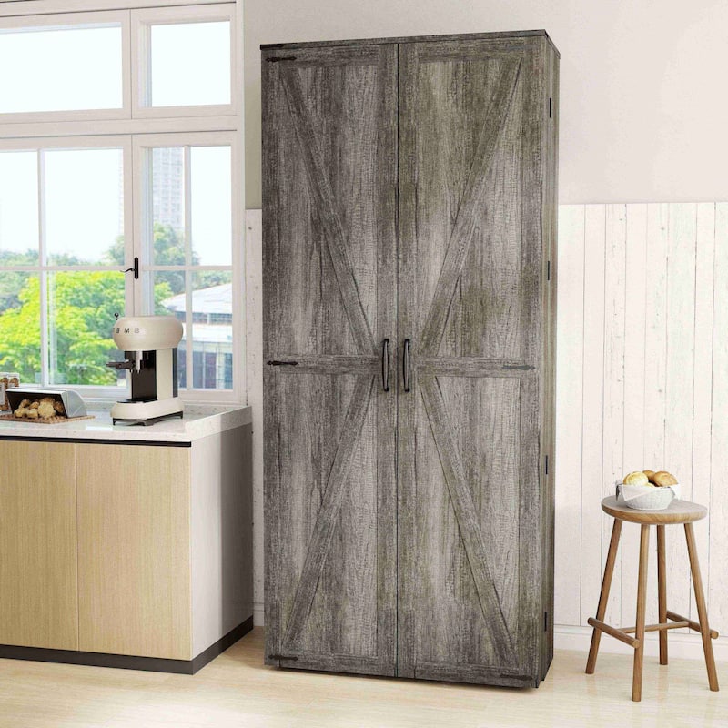 67" Kitchen Pantry Cabinet with Adjustable Shelves, Tall Storage Organizer Cupboard for Kitchen, Dining Room