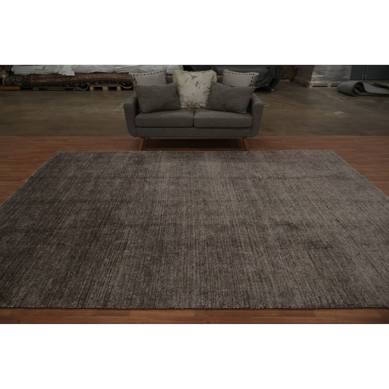 Hand Knotted Oriental 100% Wool Carpet Tribal Contemporary Greys & Charcoal Gabbeh Area Rug - 11' 4'' X 8' 6''