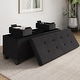 preview thumbnail 67 of 192, Empyrean Tuffted Folding Foot Rest Storage Ottoman Bench with Storage Bins 43 Inch - Black Fabric