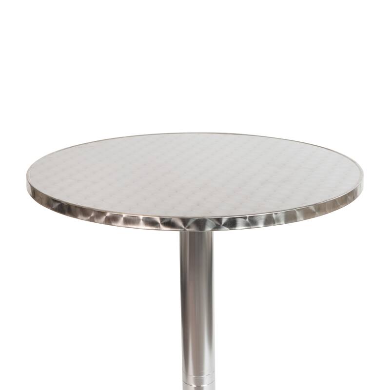 Indoor/Outdoor 23.5" Aluminum Round Bar Height Table with Cross Base
