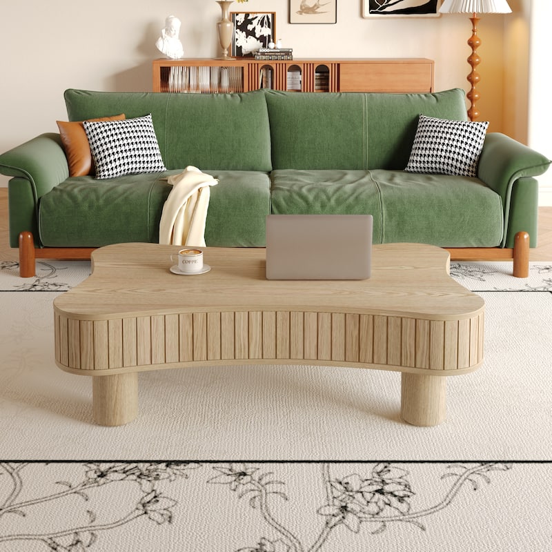 42" Modern Lift-Top Coffee Table – Fluted Design with Hidden Storage & Silent Hydraulic Mechanism‌