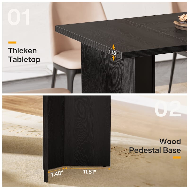 63" Dining Table for 4-6, Modern Wooden Dinner Table for Kitchen