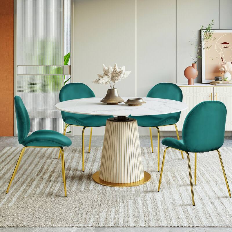 Gymax 4PCS Velvet Dining Chair Accent Leisure Chair Armless Side Chair - See Details