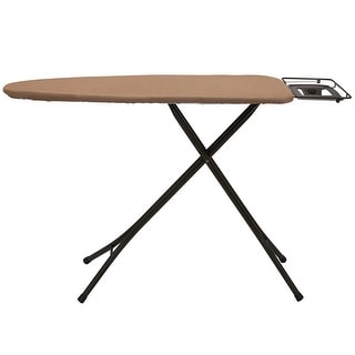 Household Essentials Mega Wide Top 4-Leg Steel Top Ironing Board with Iron Rest, FiberTech Cover, Antique Bronze Frame