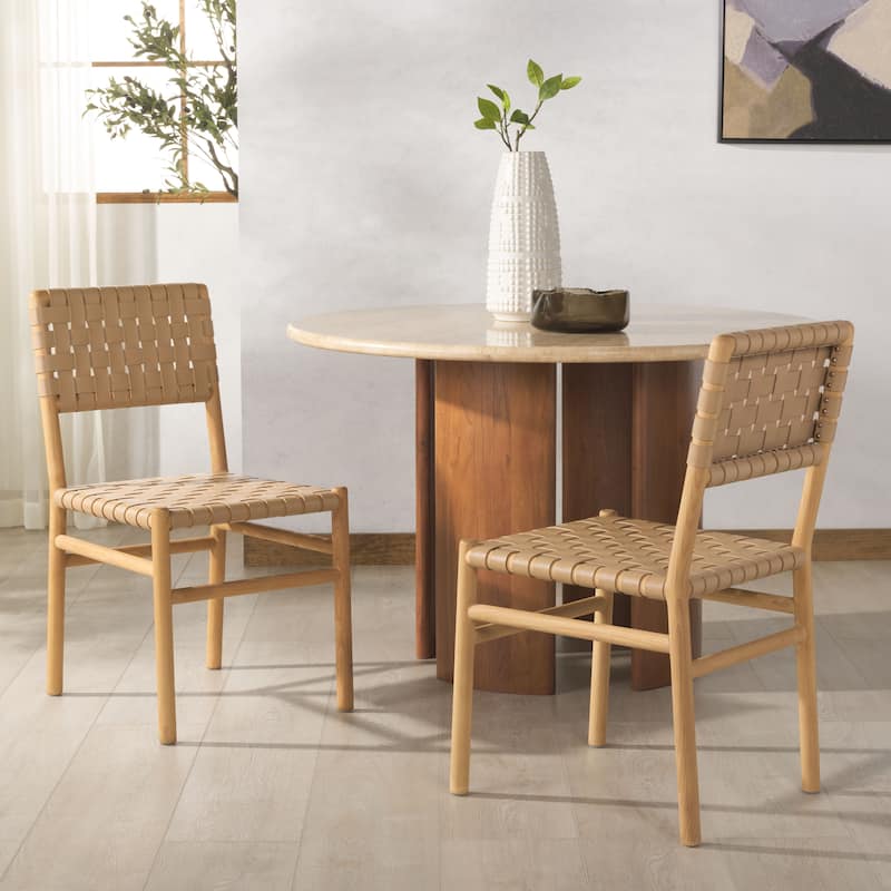 SAFAVIEH Couture Jeremiah Woven Leather Dining Chair - 18"W x 22"D x 34"H