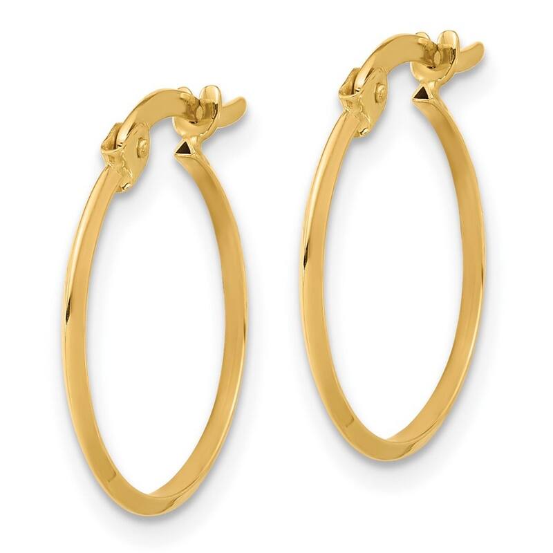 Curata 14k Yellow Gold Polished Knife Edge Hoop Earrings - 18.5x16.7mm