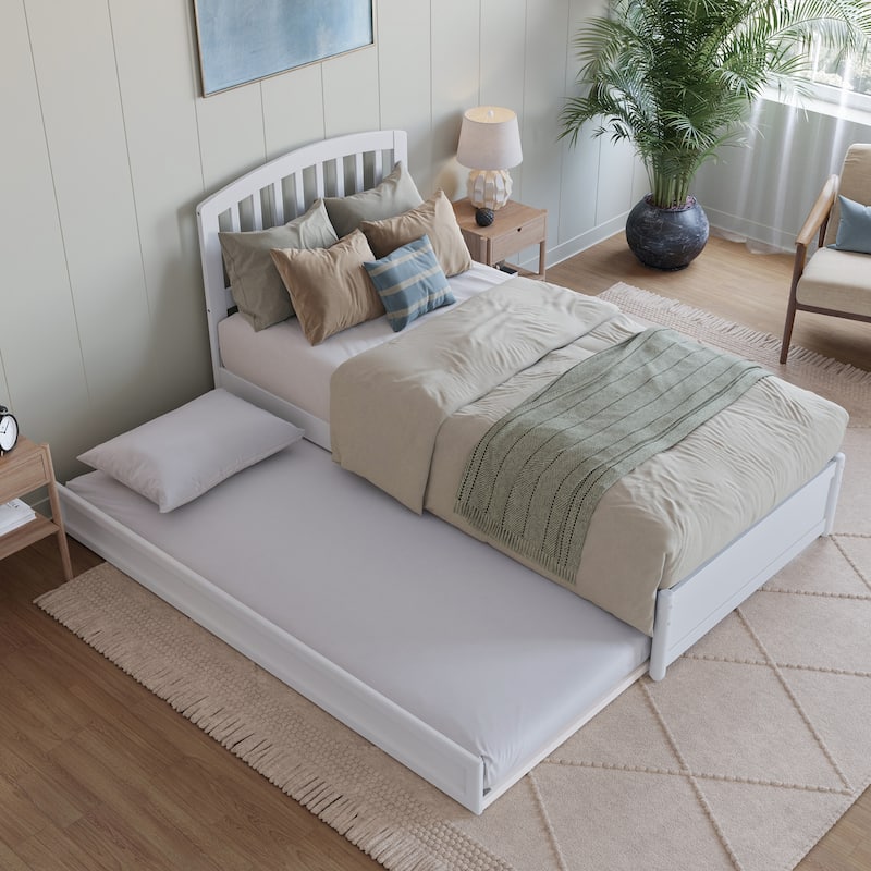 Lucia Platform Bed with Panel Footboard and Twin XL Trundle
