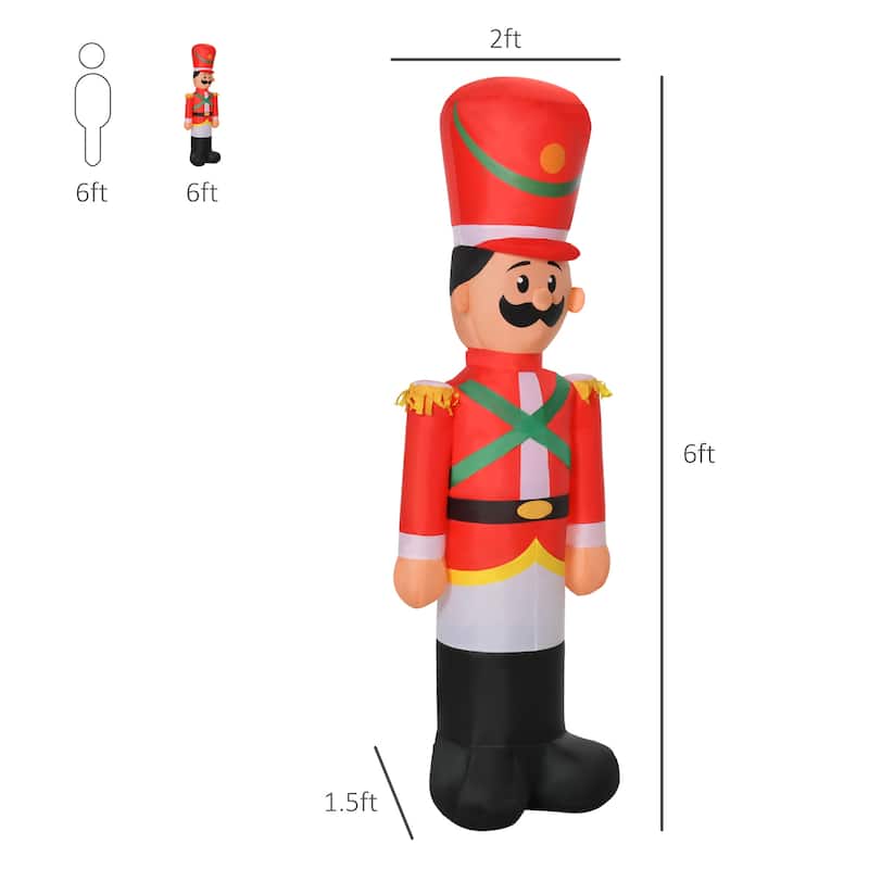 HOMCOM 6f ft. Christmas Inflatable Nutcracker Soldier, Holiday Yard Decoration