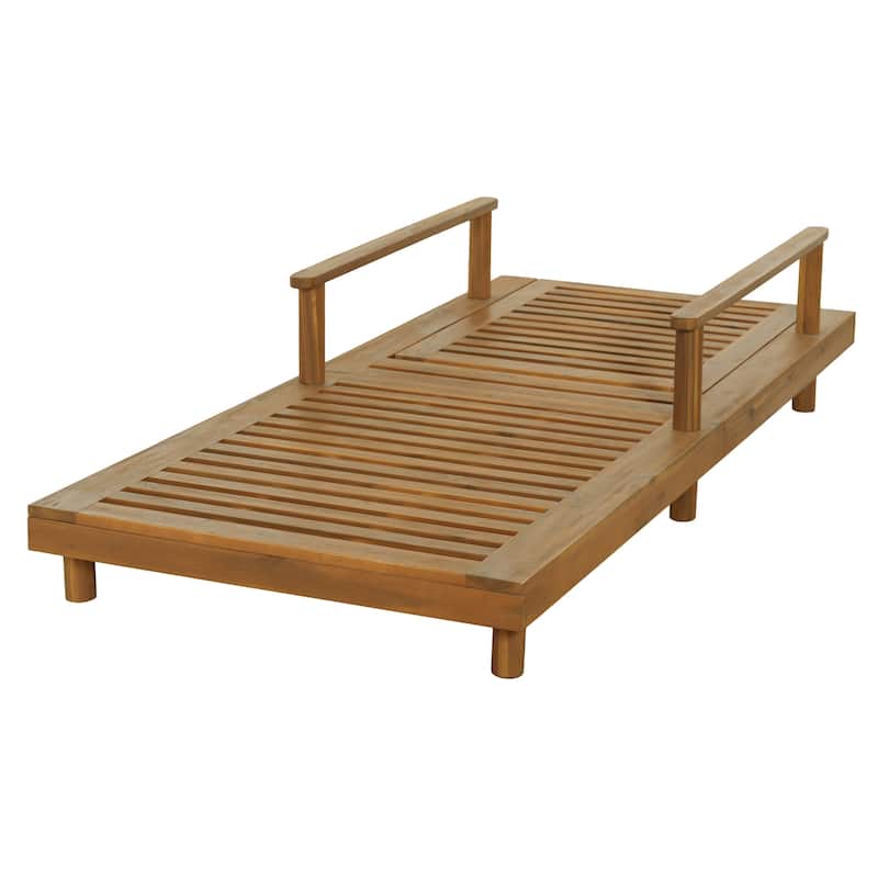 Christopher Knight Home Modern Outdoor Acacia Wood Chaise Lounge with 3-Position Adjustable Backrest & Ventilated Slatted Seat