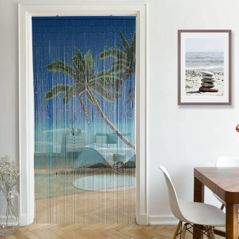 Bamboo Beaded Door Curtain 65 Strings 79" W x 36" W - 79" H x 36" W x 0.6" D