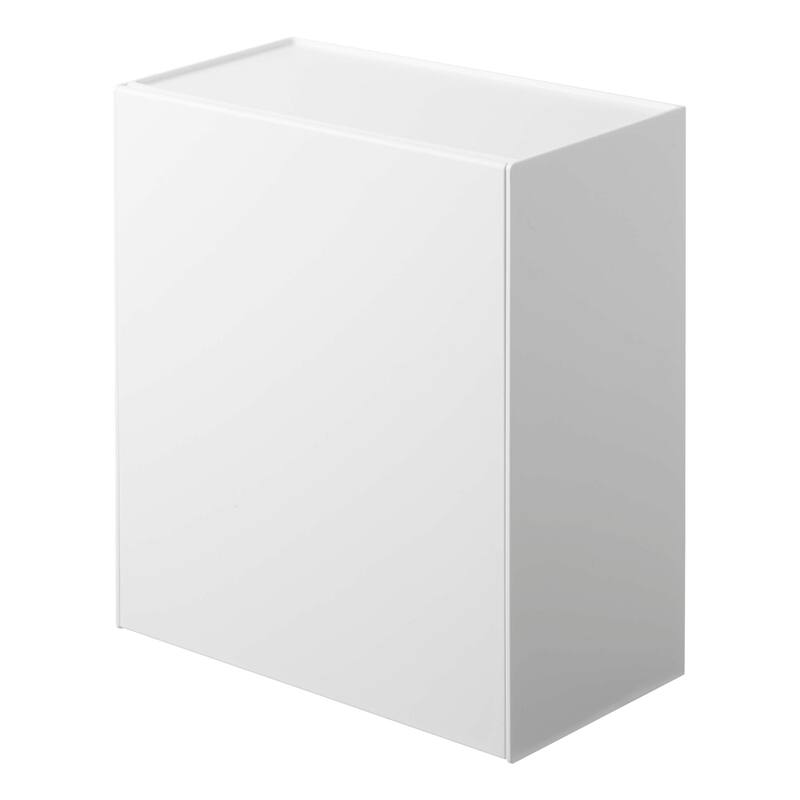 Yamazaki Home Wall-Mounted Storage or Trash Bin, ABS Plastic, 4L, Holds 5.5 lbs - White