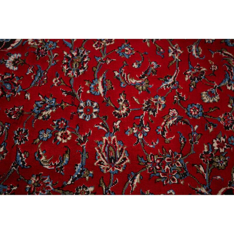 Traditional / Floral Red Kashan Turkish Rug Machine-Made Carpet - 9'7" x 12'11"