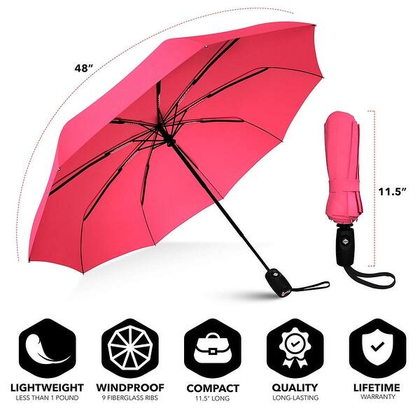 Shop Repel Windproof Travel Umbrella With Teflon Coating Pink Pink Size One Size Overstock 29017771