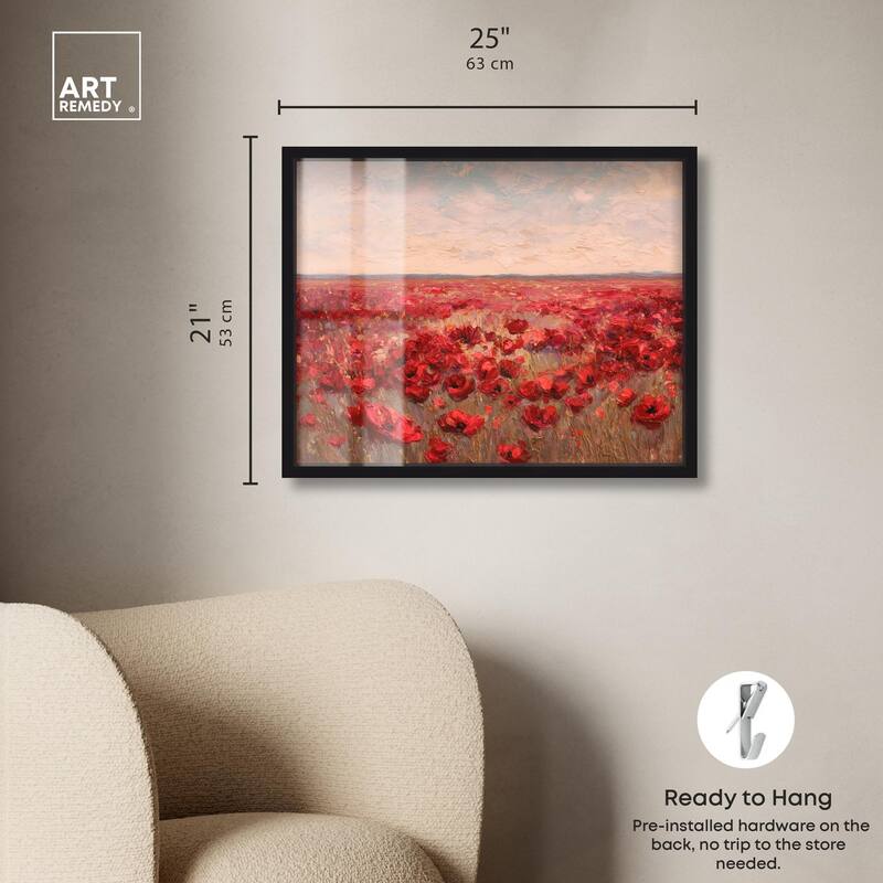 Sea of Red Poppies I Shadowbox by Art Remedy