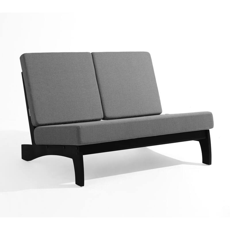 4 Set Outdoor Patio Teak Wood Club Chairs Loveseat with Cushion