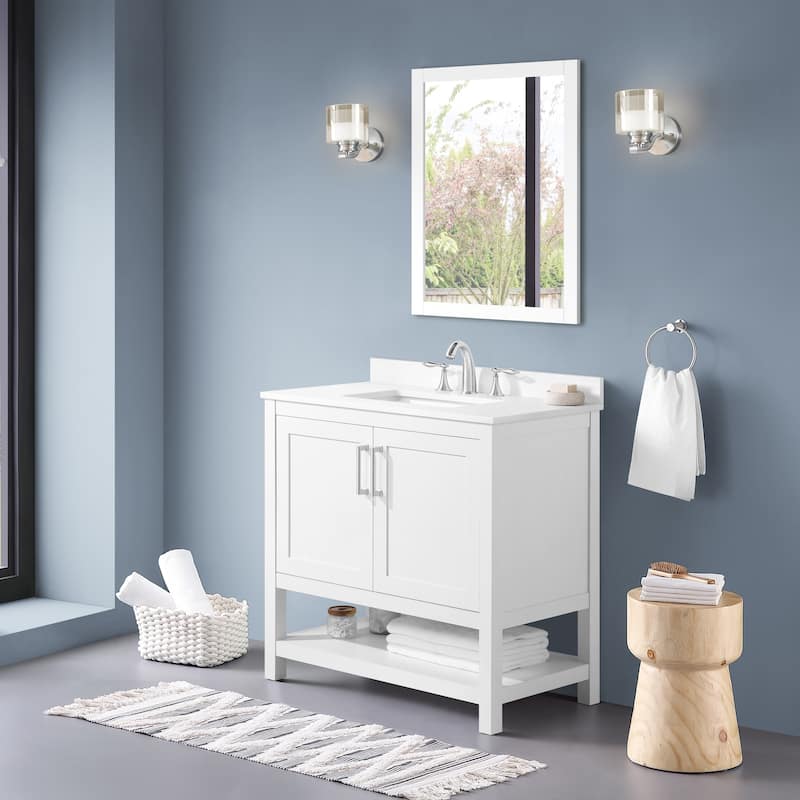 Ove Decors Vegas 36" Bathroom Vanity Combo w/ Top and Backslplash, White