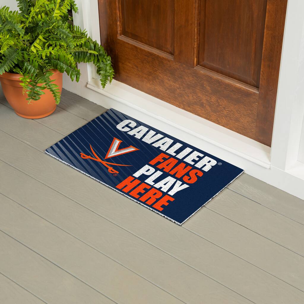 28 in. x 16 in. University of Virginia "Fans Play Here" PVC Door Mat