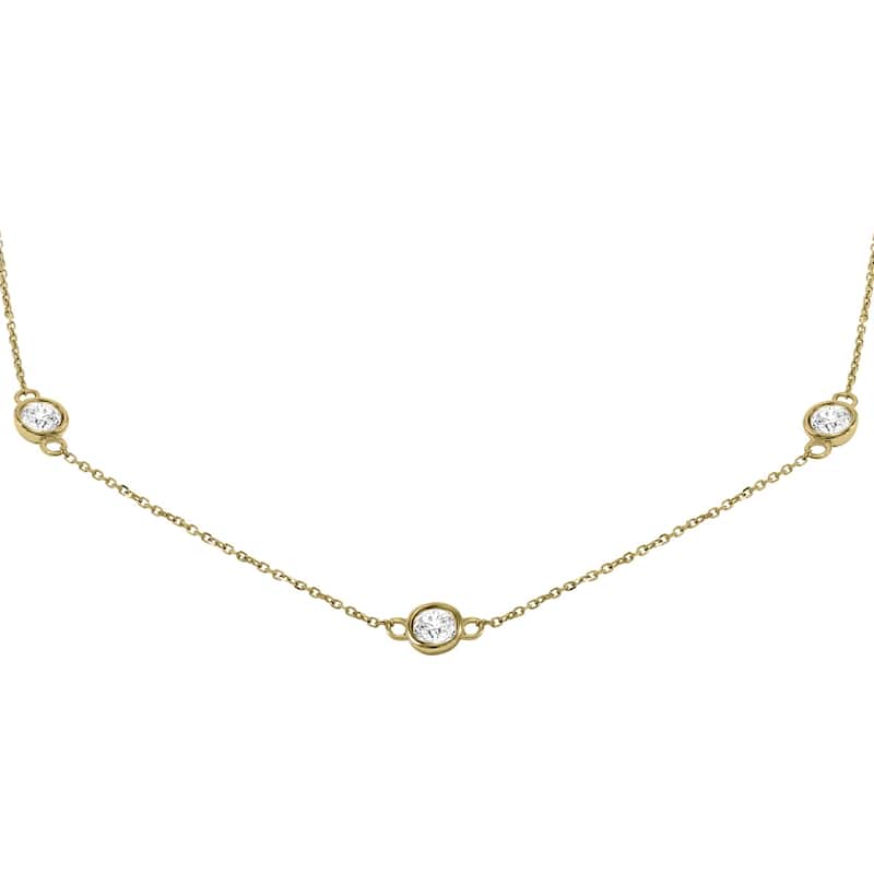 Marquee 2 Carat TW Bezel Set Diamond Station Necklace in 14K Yellow Gold