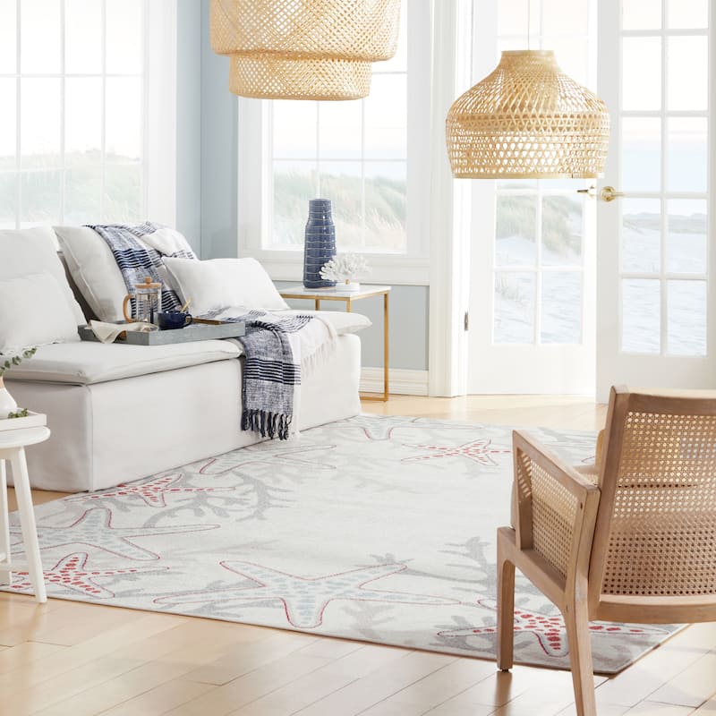 Home Dynamix Marine Coral Coastal Starfish Indoor/Outdoor Area Rug