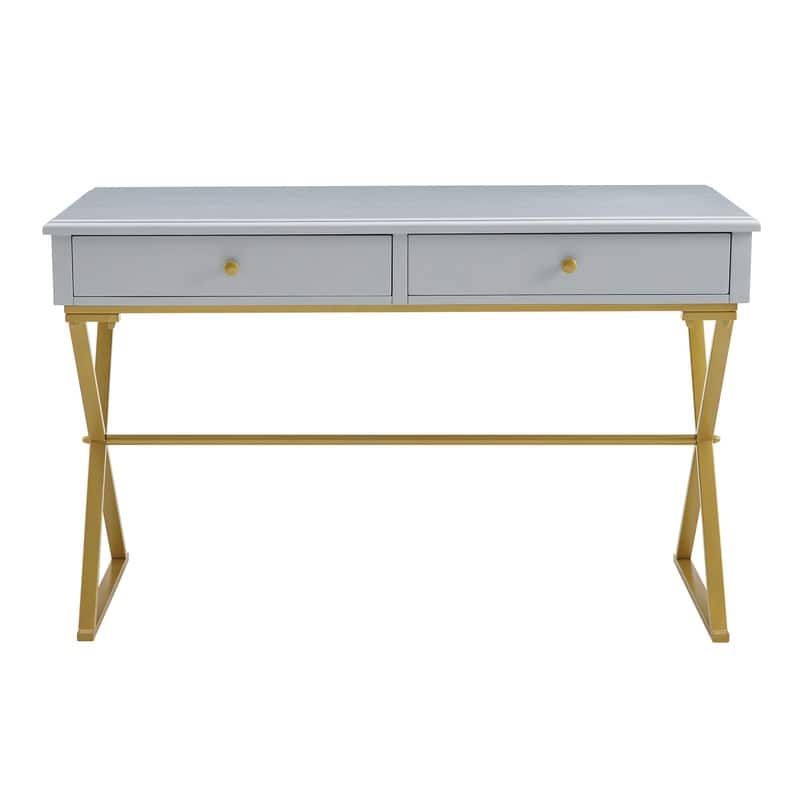 Silver Orchid Lerch Two-Drawer Campaign Desk