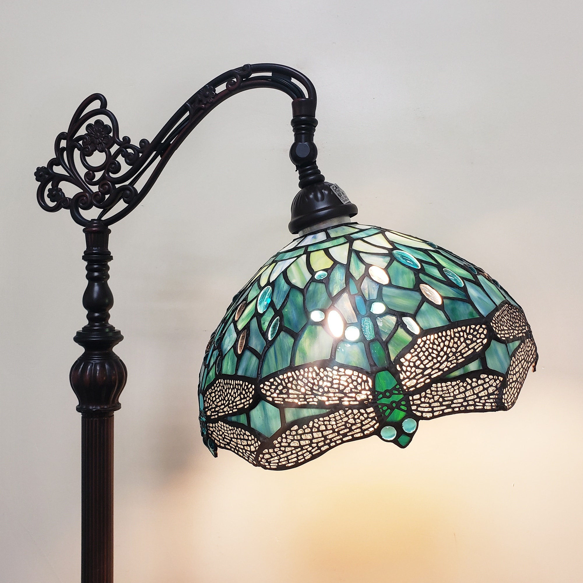 Warehouse of Tiffany Tiffany Style Floor Lamp With Dragonfly Shade