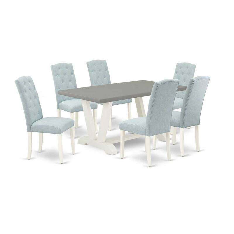 HomeStock 7-Piece Rectangle Natural Oak Finish Solid Wood Top Dining Table with 6 Chairs