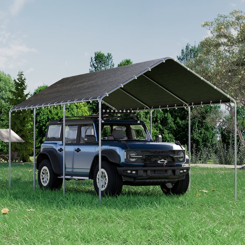 AVAWING Heavy Duty Carport, Waterproof & UV Resistant Outdoor Garage Shelter with Galvanized Steel Frame
