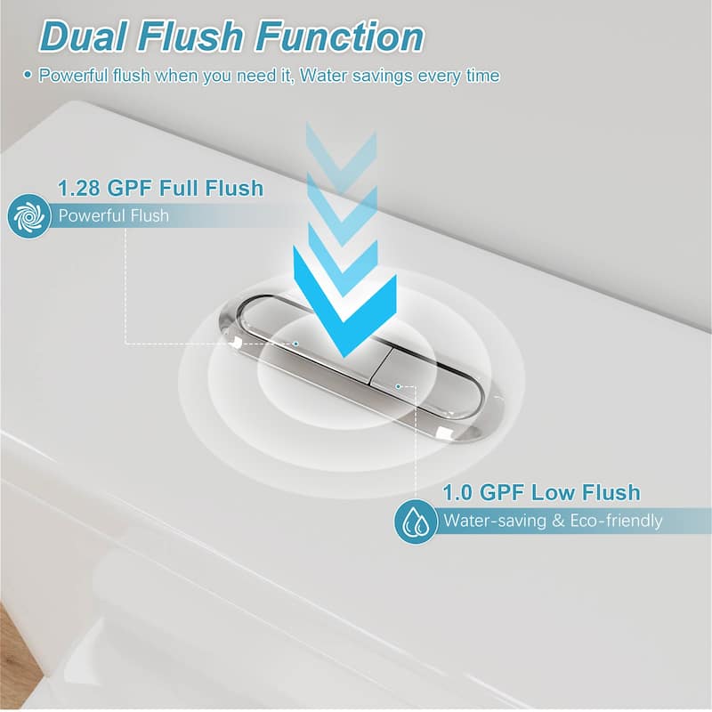One-piece 1.0/1.28 GPF High Efficiency Dual Flush Elongated Toilet in Gloss White - N/A