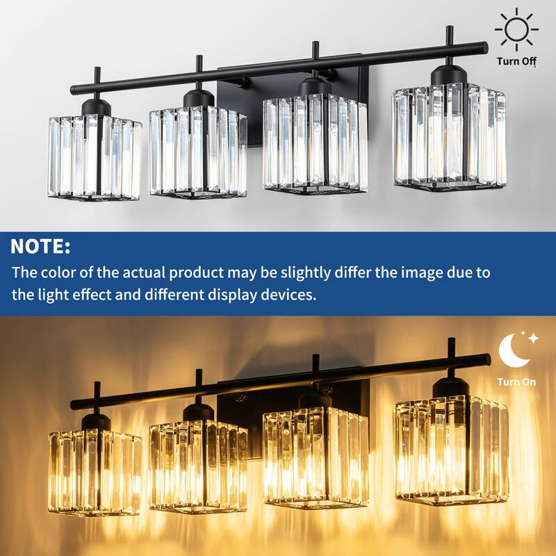 Starsky 3/4-Light Modern Dimmable Bathroom Crystal Vanity Light Wall Sconces with Crystal Shade