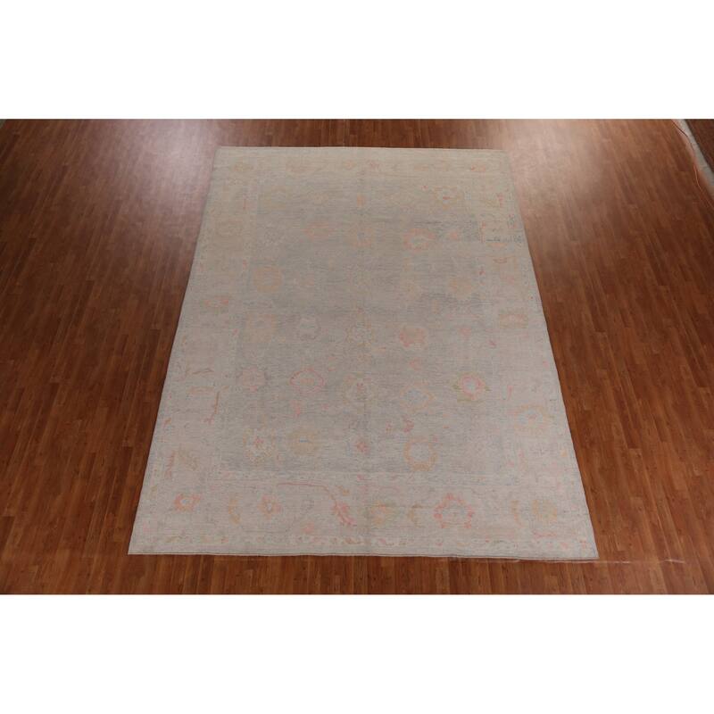 Hand Knotted Oriental 100% Wool Carpet Transitional All-Over Greys & Charcoal Oushak Area Rug - 13' 2'' X 9' 8''