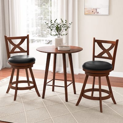 2 PCS Bar Stools Classic Counter/ Bar Height Swivel Chairs