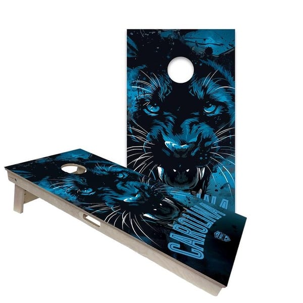 slide 2 of 6, Carolina Panthers Regulation 2x4 Cornhole Board Set All-Weather - Include Carrying Case