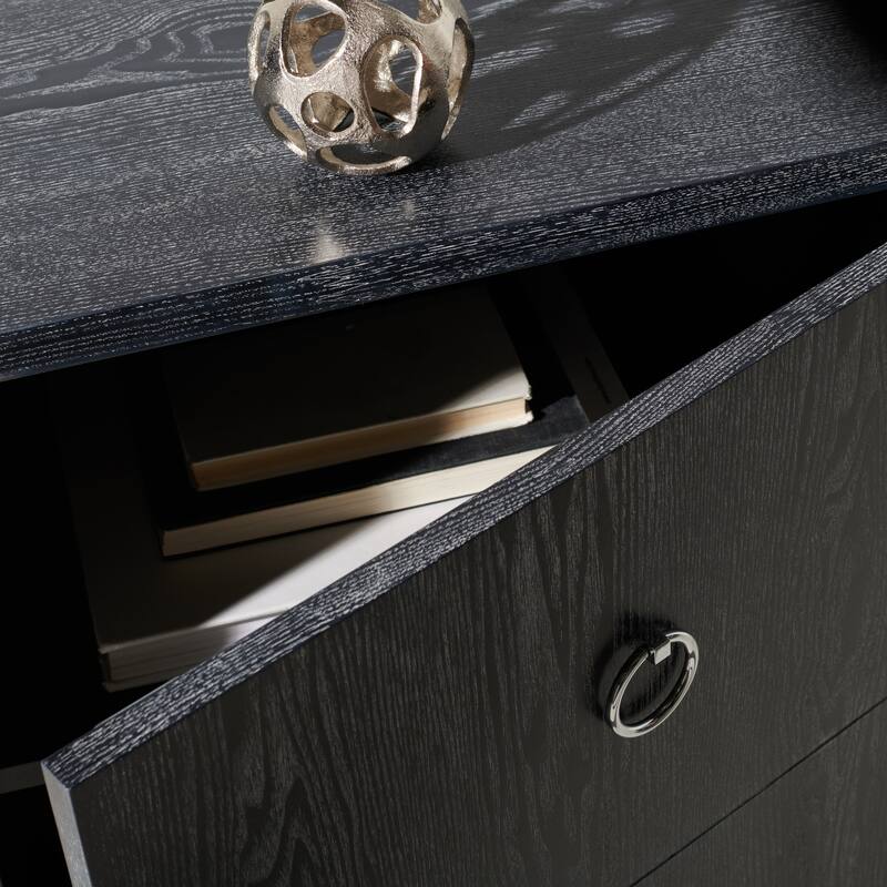 SAFAVIEH Couture Kristien White/ Gold Lacquer Chest - 24Wx18Dx26H - Black Cerused Oak