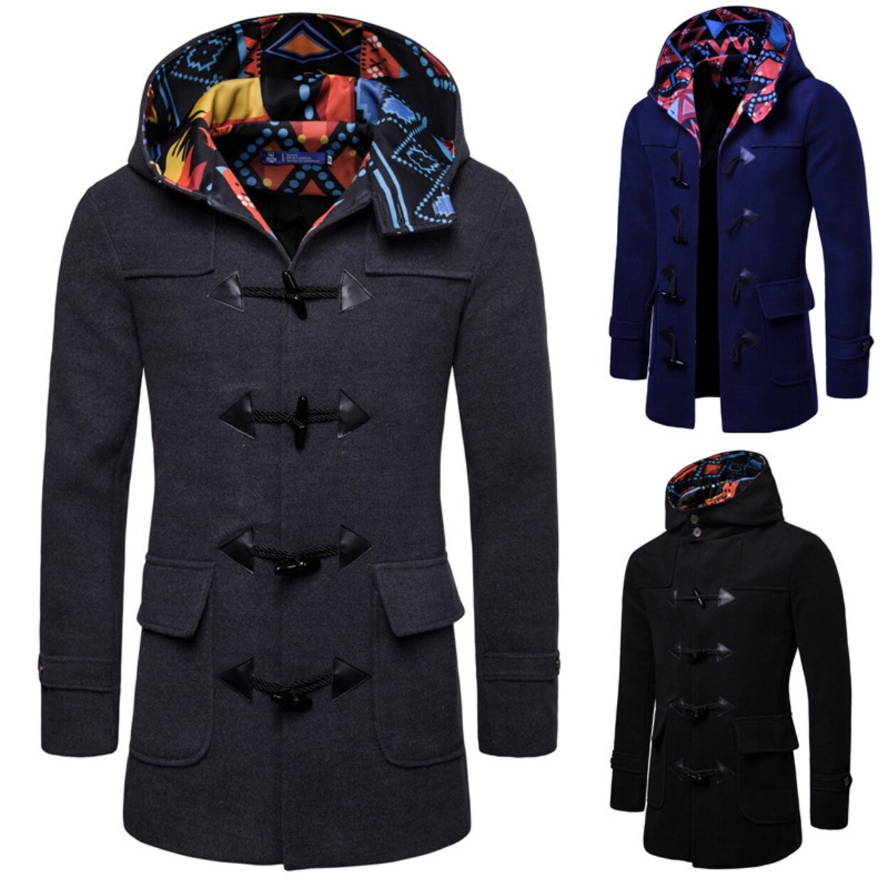 Shop Men Trench Coat Winter Long Jacket Double Breasted Overcoat