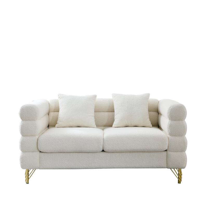 2 Seater Sectional Sofa, 60' Deep Seating Sectional Sofa with 2 Pillows for Living Room and Bedroom and Office