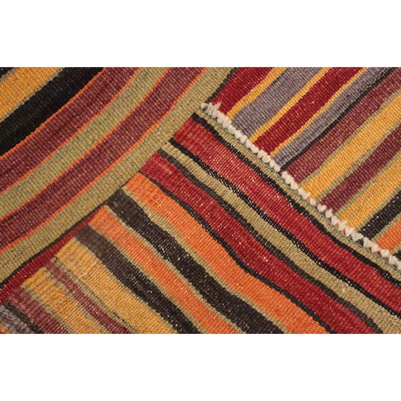 Hand Woven Oriental 100% Wool Carpet Southwestern Geometric Multi-Colored Kilim Area Rug - 8' 10'' X 5' 2''