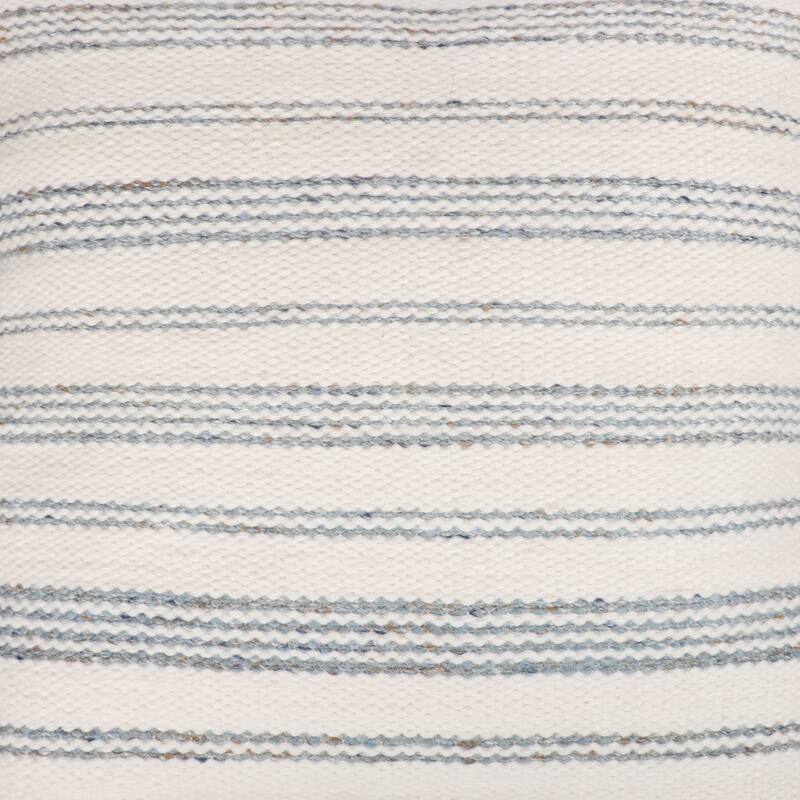 Handwoven Reversible Striped Outdoor Throw Pillow Cover - 20" - Cream and Light Blue