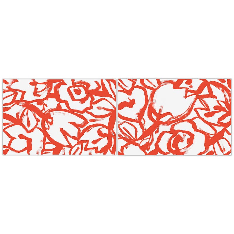 Empire Art Direct Scarlet Blooms Floral Printed Tempered Glass Wall Art - Multi-Color