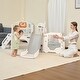 preview thumbnail 13 of 28, 10 in 1 Toddler Slide, Baby Climber Slide Indoor Playground with Bus Theme Playhouse, Basketball Hoop, Telescope, Soccer