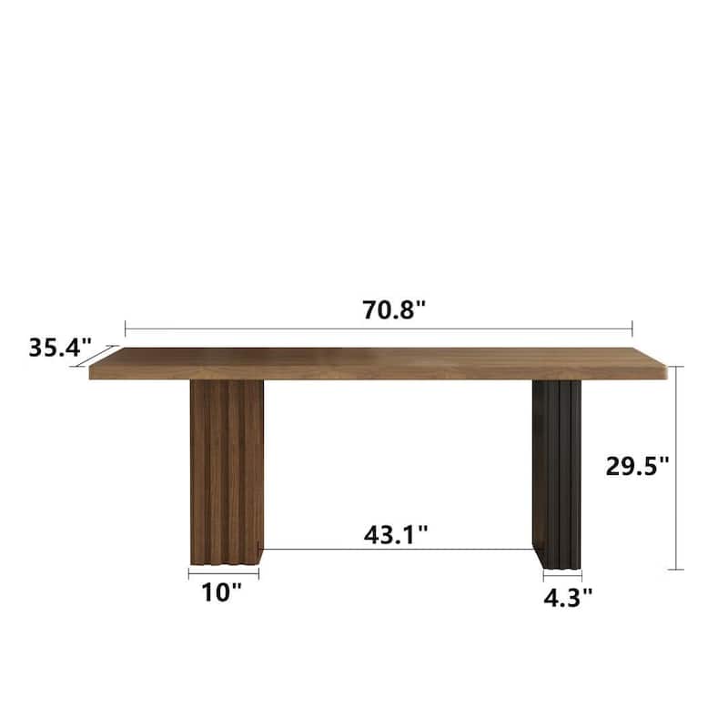 70.8" Modern Wooden Desk with Dual Base Design, Engineered Wood, Easy-Clean Surface